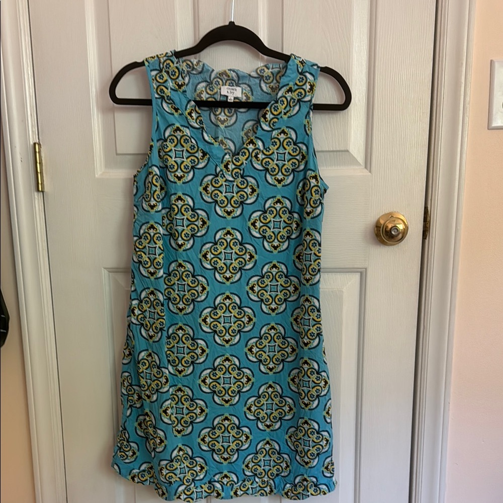 Crown & Ivy Blue and Gold Patterned Dress
